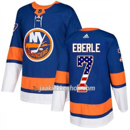 Miehille NHL New York Islanders Pelipaita Jordan Eberle 7 Adidas 2017-2018 Sininen USA Flag Fashion Authentic
